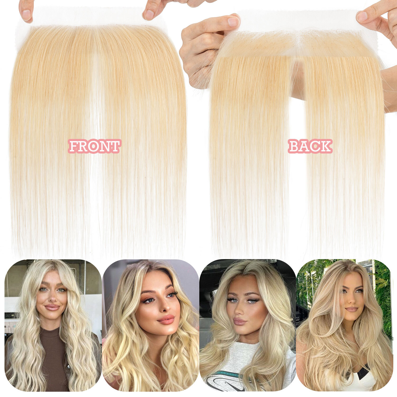 USA FULL LACE HAND-TIED FRONT HAIRLINE HUMAN HAIR PATCHES Hairpiece Women Topper