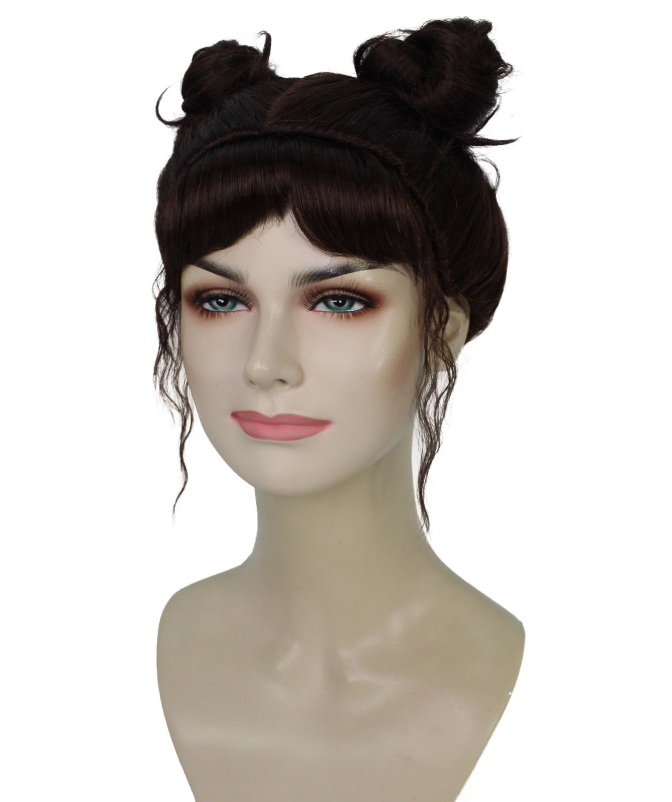 Adult Women’s Dark Brown Space Bun Cosplay Wig, Perfect for Halloween, HW-7102