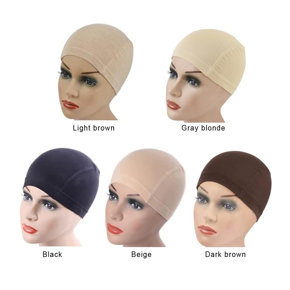 Bamboo Fiber Wig Cap Comfortable Elastic Wig Cap Wearing under Wigs (Beige)