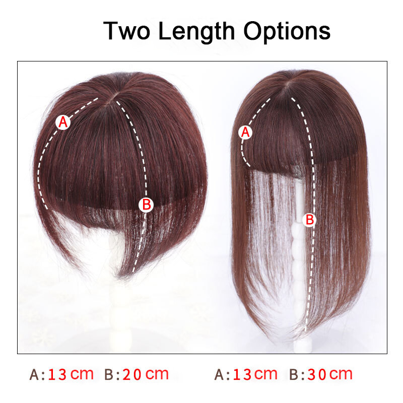 100% Human Hair Toupee Clip in Hairpiece Thin Topper with Bangs Top Hair Pieces