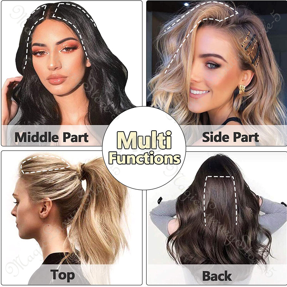 100% Human Hair Top Hair Pad Extensions Thickened Hair Root Clip In Top Pieces
