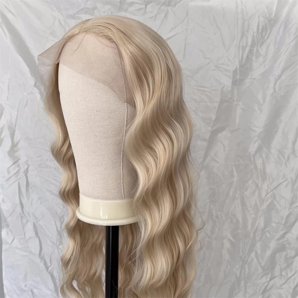 Layered Blonde Long Wavy Lace Frontal Wig Heat Resistant Hair Women
