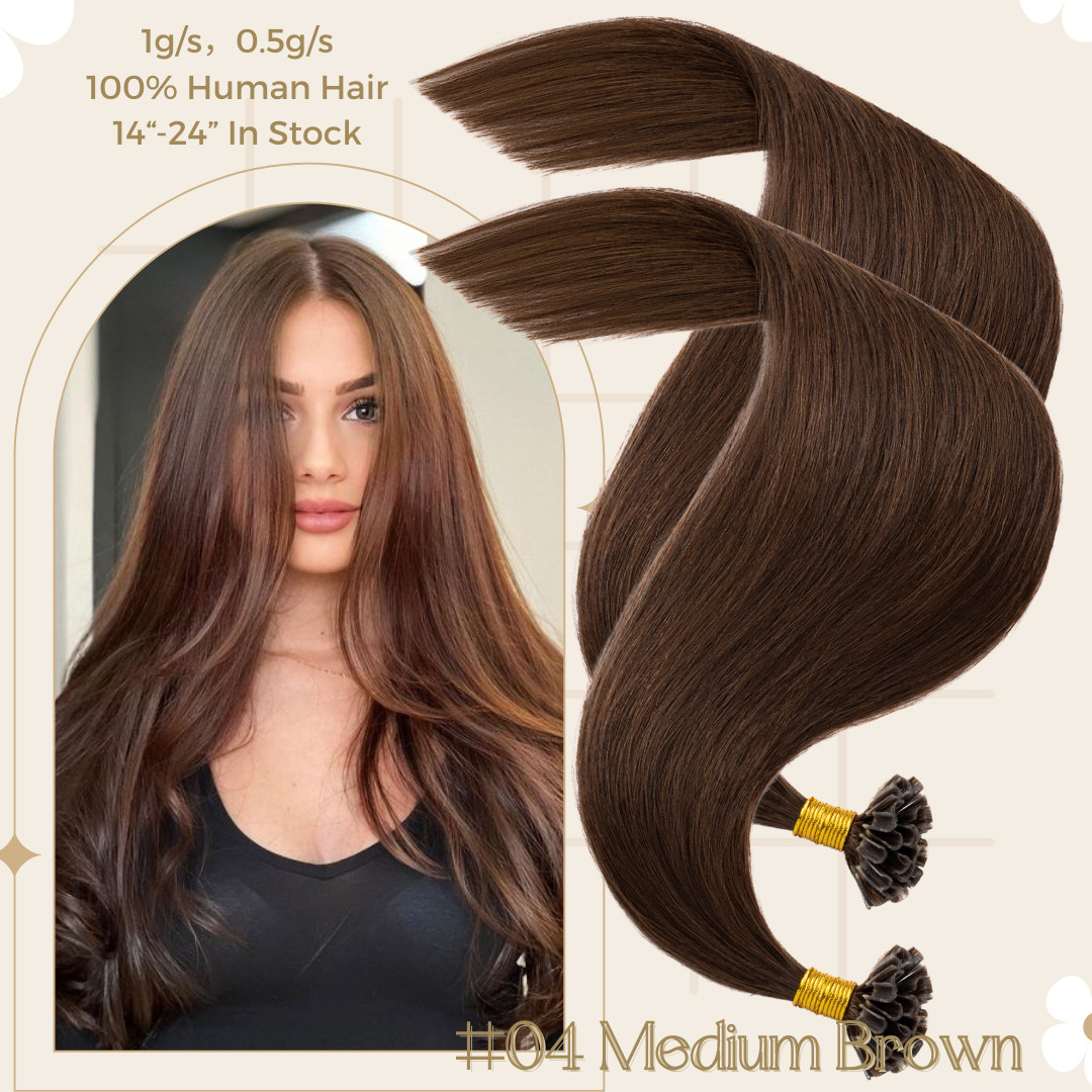 Keratin Fusion Pre Bonded Nail U Tip Glue 100% Virgin Human Hair Extensions 24in