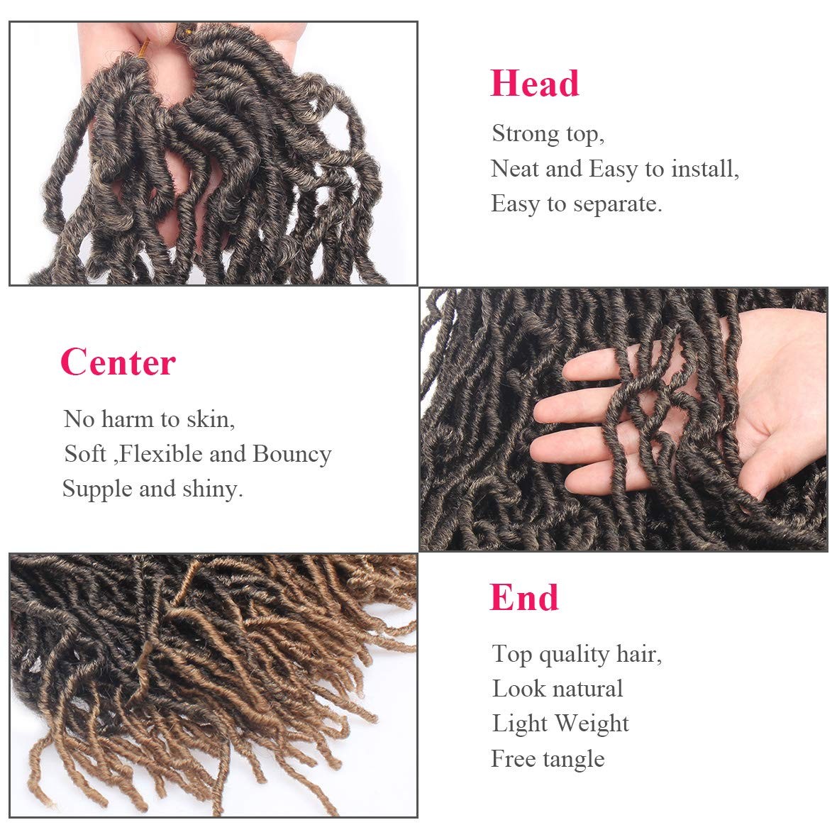 Leeven 24 Inch Omber Brown Distressed Soft Locs Crochet Hair 7 Packs Pre-Looped