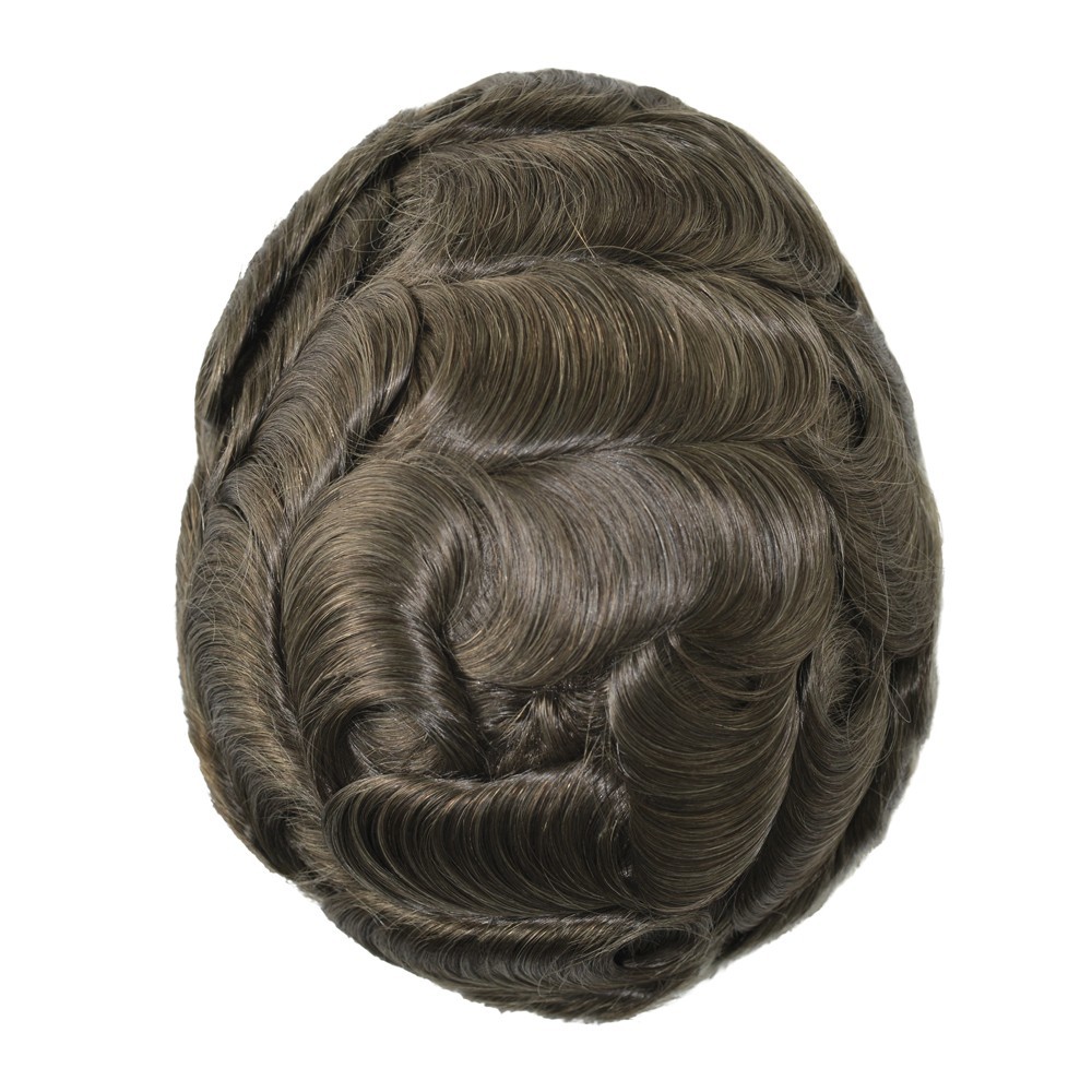 Toupee For Men Human Hair Replecement System Mono Poly with Gauze Hairpiece 30mm