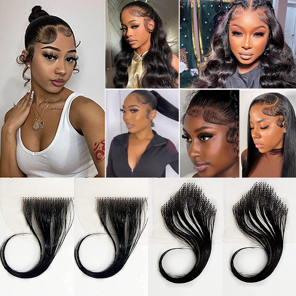 4Pcs Lace Baby Hair Stripes Human Virgin Hair Edge Natural Black Women Reusable