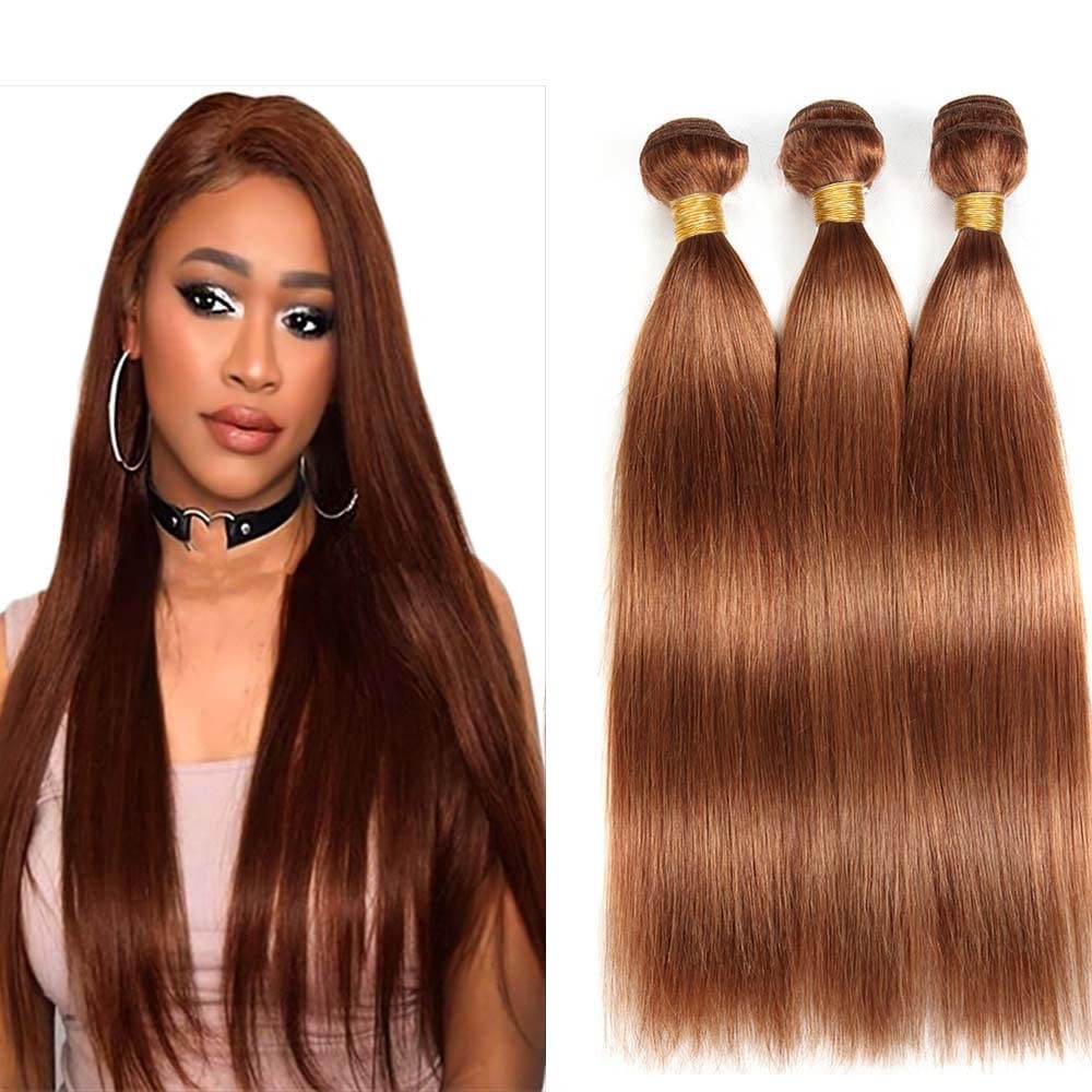 Giginger Bundles Human Hair 300G 14 16 18 Inch Color 30 Light Brown Straight