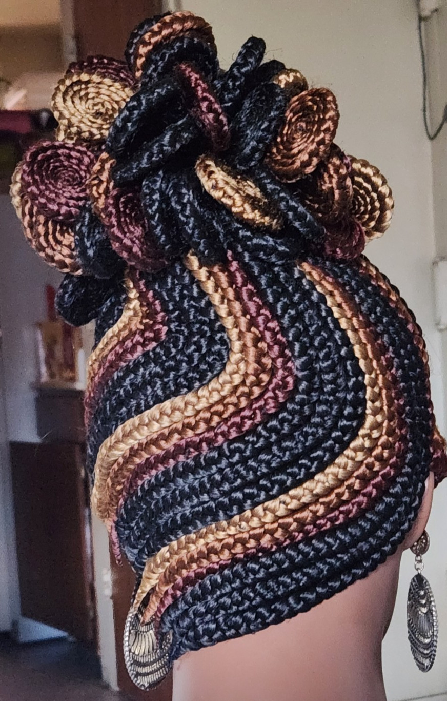 Fully hand braided box braid cornrows wig poney tail disque Multiple colors