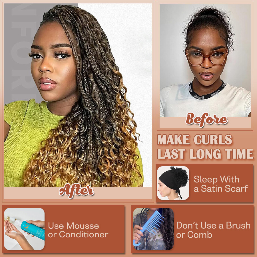 Goddess Bohemian Box Braids Boho Curly Crochet Hair Braiding Hair Extension US