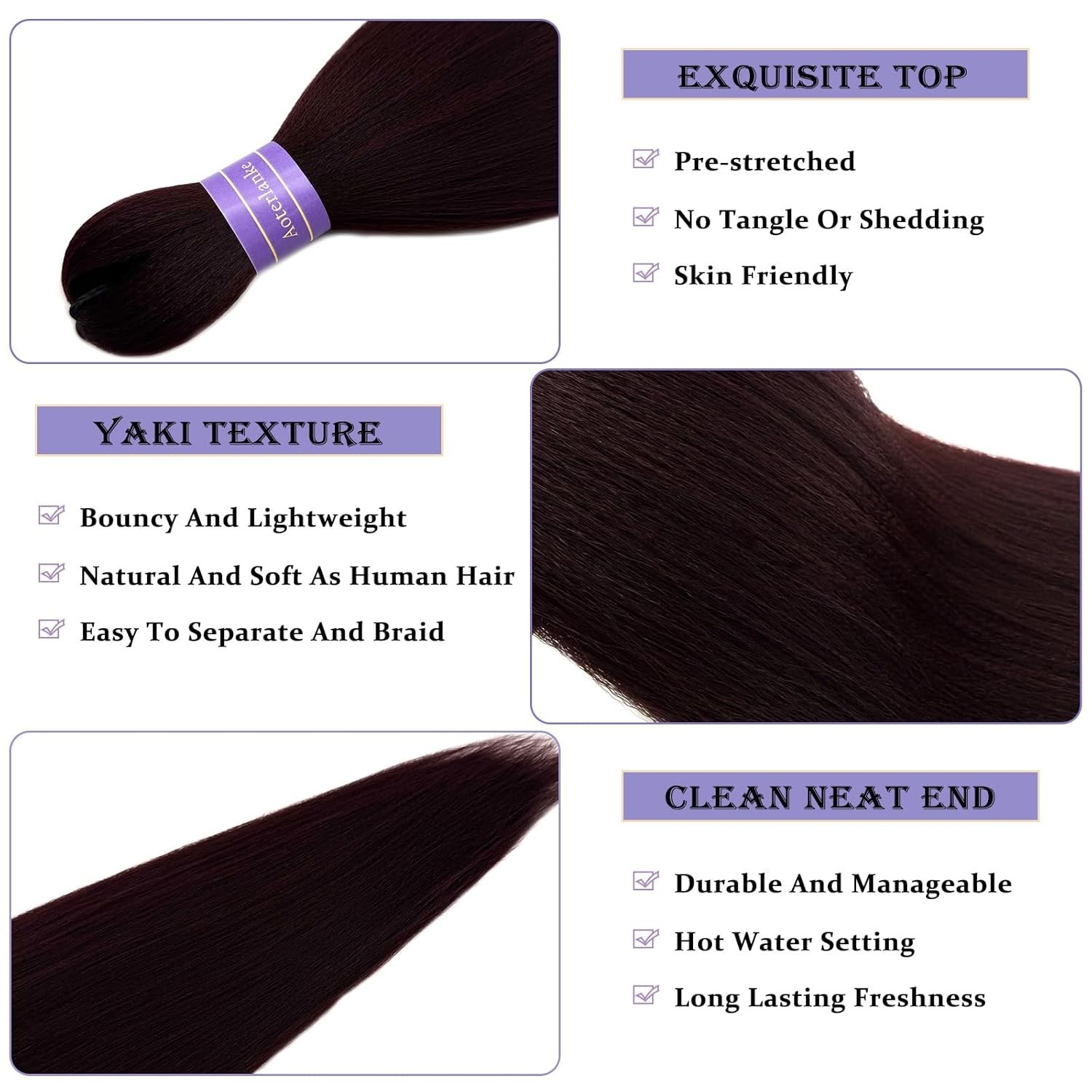 99j Braiding Hair Pre Stretched Synthetic Dark Burgundy Hair Extensions For Brai