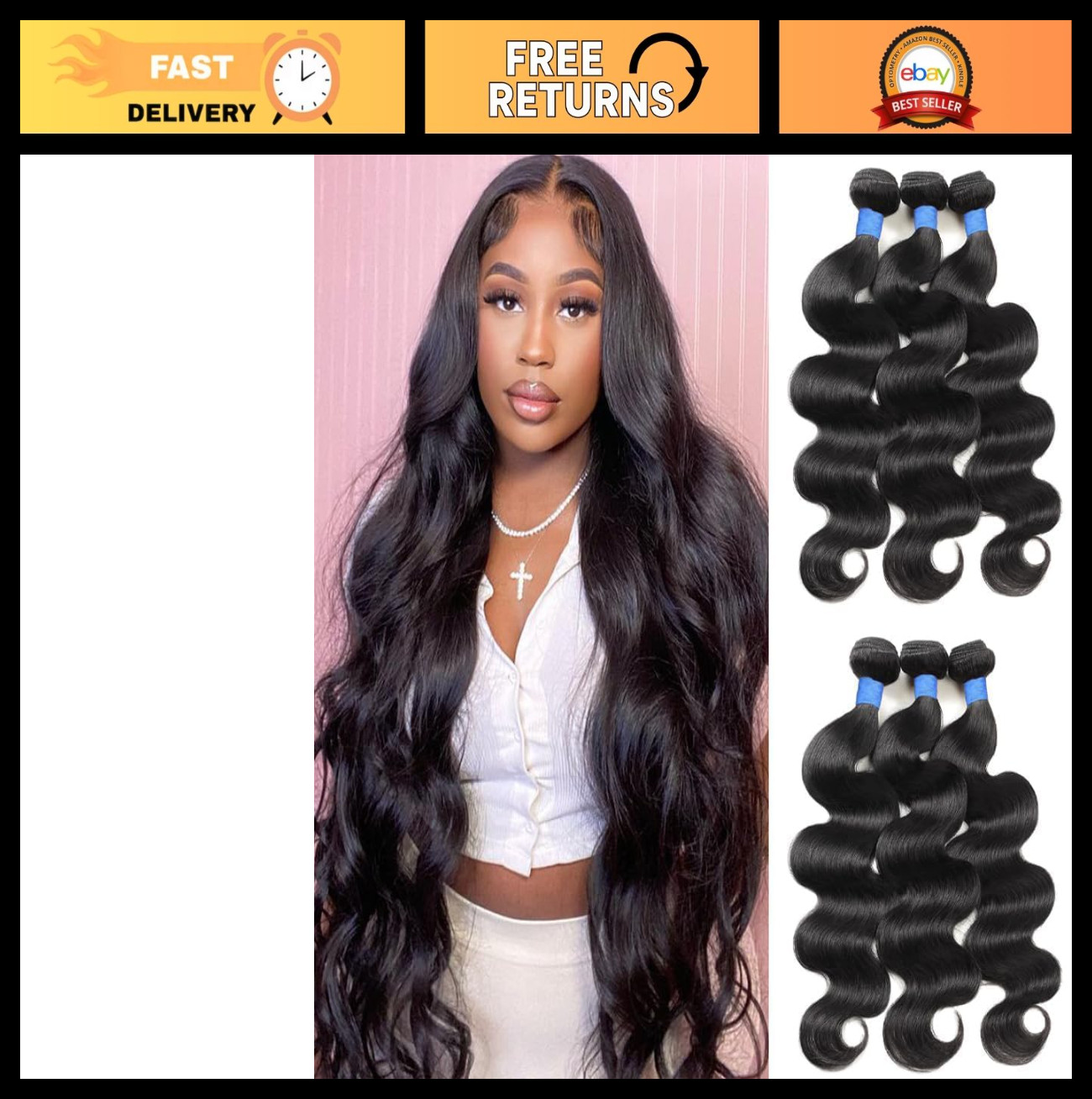 14A Body Wave Hair Bundles 100% Virgin Human Hair 22 24 26 Inch Thick Weave Natu