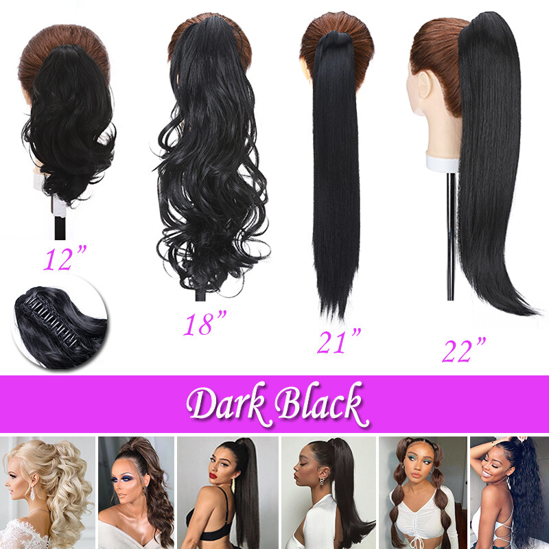 Bubble Braided Ponytail Extensions Claw On Clip In Hair Piece Real Thick Natural