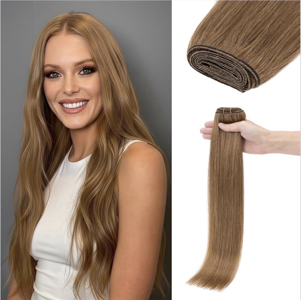 Sew in Hair Extensions Real Human Hair, Double Weft Sew in Invisible Bundle