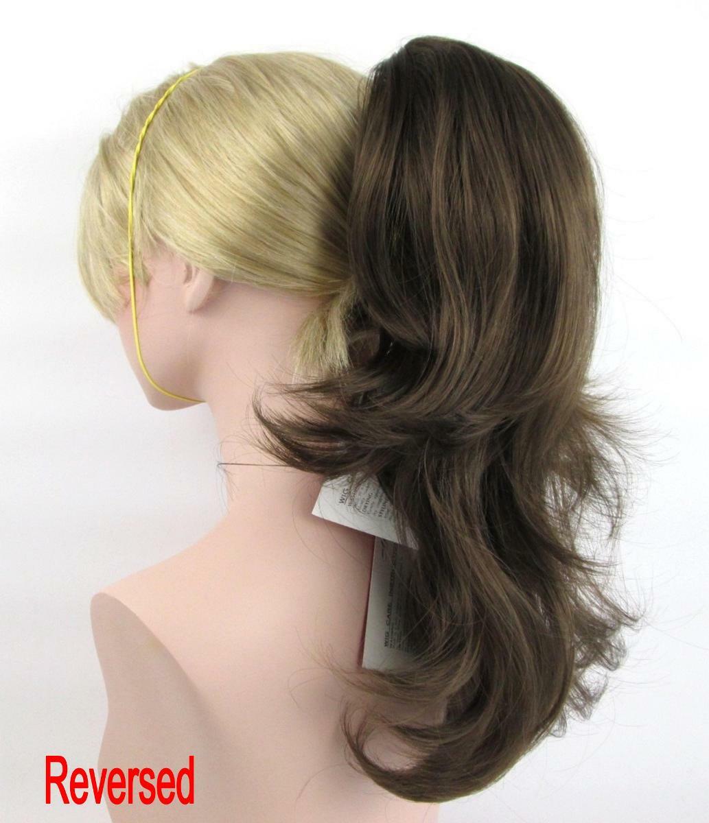 14″ LONG STRAIGHT HAIR PONYTAIL HAIRPIECE CLAW CLIP REVERSIBLE WAVY LOOK BRITNEY