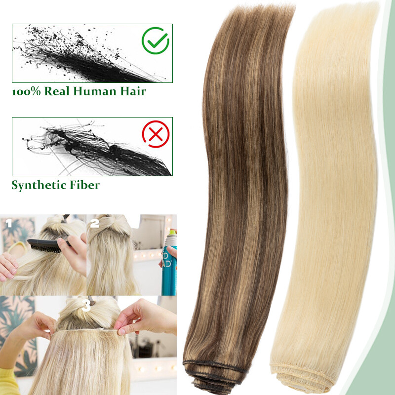 Clip In Extensions 8Pieces BLONDE Remy Human Hair Double/Single Weft Full Head