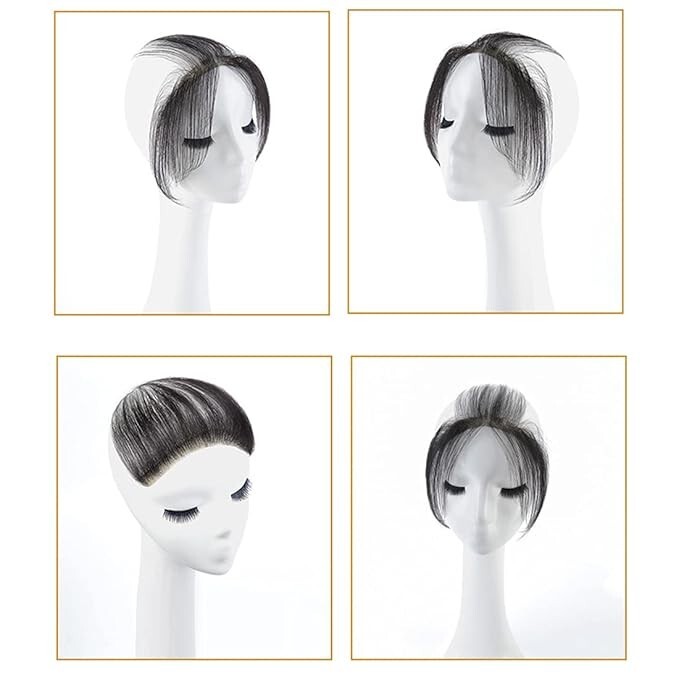 Frontal Hairpiece for Women Natural Black Hair Extension Toupee 0.78″x6.3″, 6″,