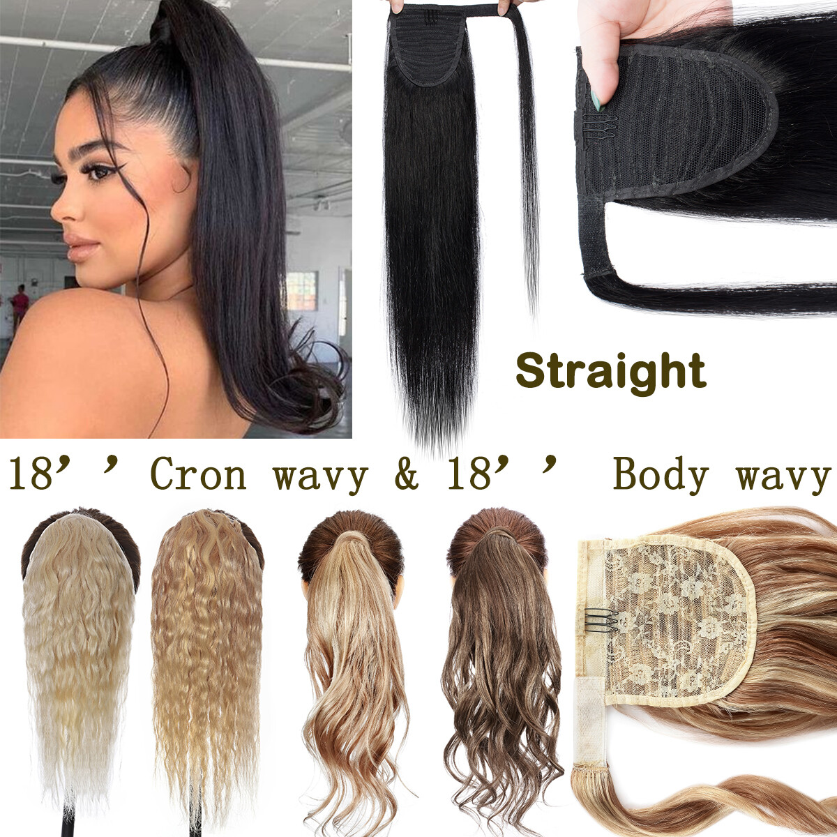 Claw Clip in Wavy Ponytail Extensions Pony Tail Remy Real Human Hair Hairpiece