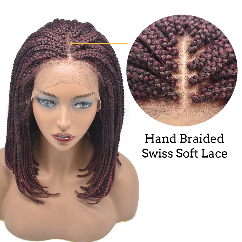 Lace Front Box Braided Cornrow Wig with Baby Hair for Black Women 16″ Braids Wig