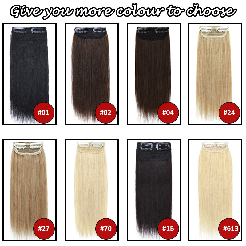 One Piece Short Clip In 100% Remy Human Hair Extensions Toupee Base Hair Pad T17