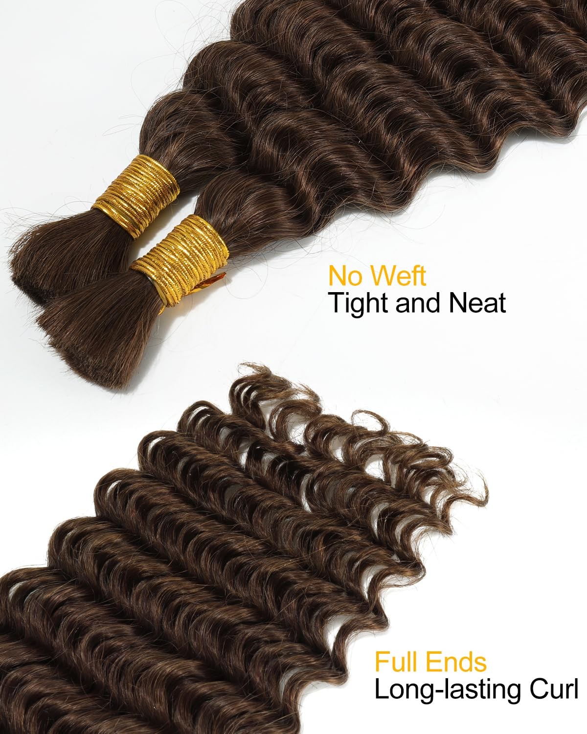 Beeos Deep Wave Boho Hair For Braiding 100G 4 Chocolate Brown Human Braiding