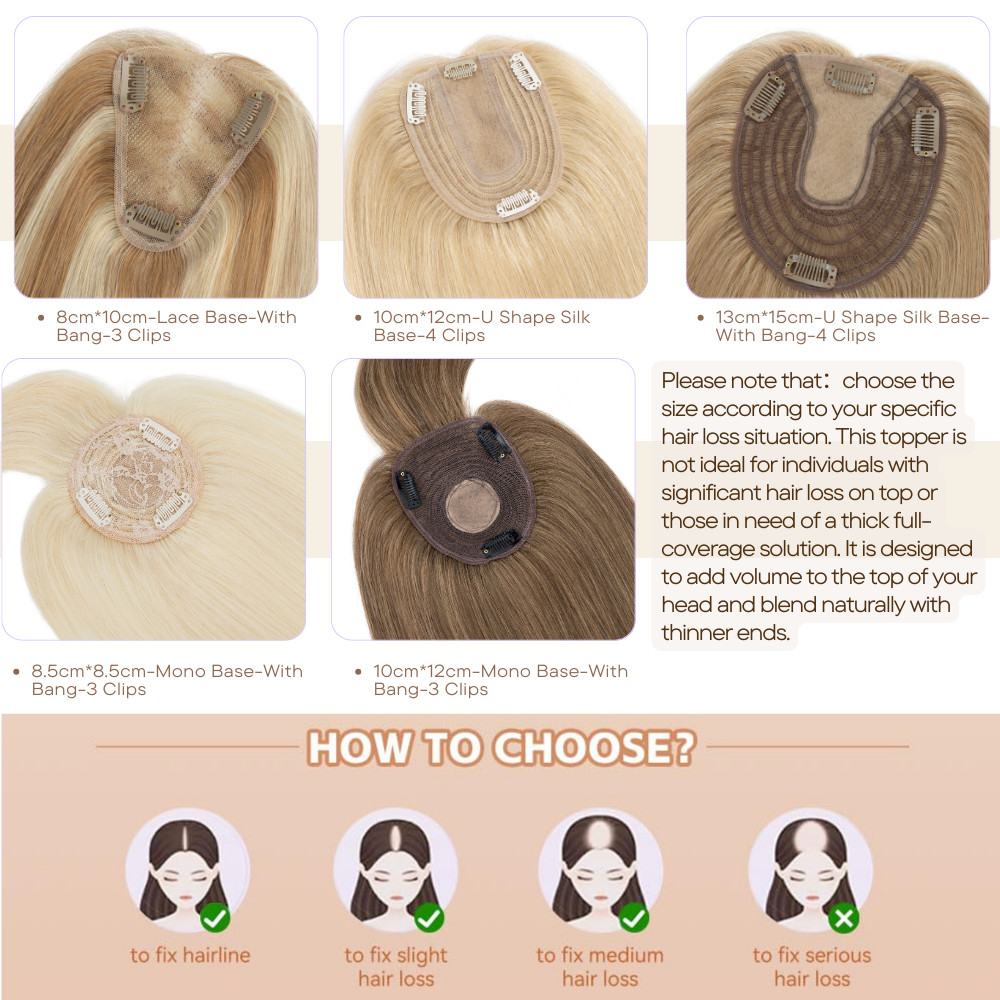 Free Part Hand-tied Lace Base Clip In Women’s Topper Hair Piece Toupee Hairpiece