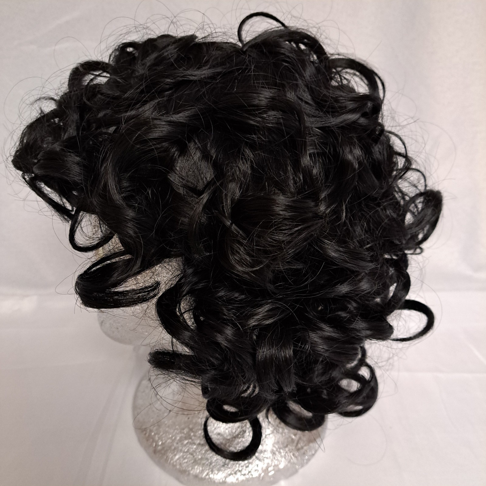 Wig Big Loose Curls Dark Burnett Brown almost Black 14″ synthetic w/ cap NEW
