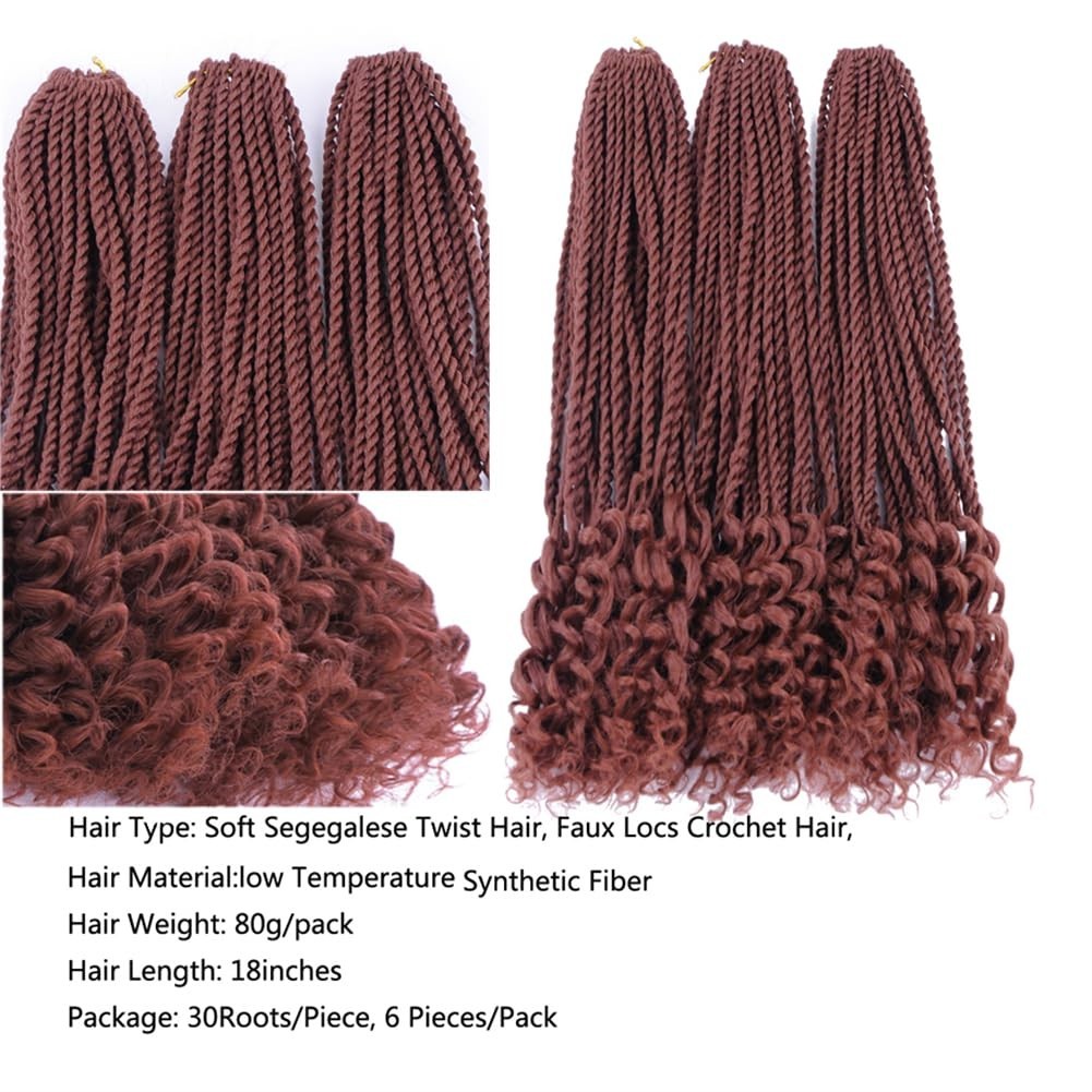18 Inch Curly Senegalese Twist Crochet Hair Synthetic Goddess Braids 3 Pack