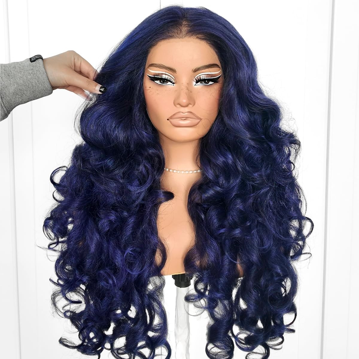 Mitimes Wear And Go Blue Lace Wig Pre-Plucked Glueless Yaki Crazy Body Wave Wig