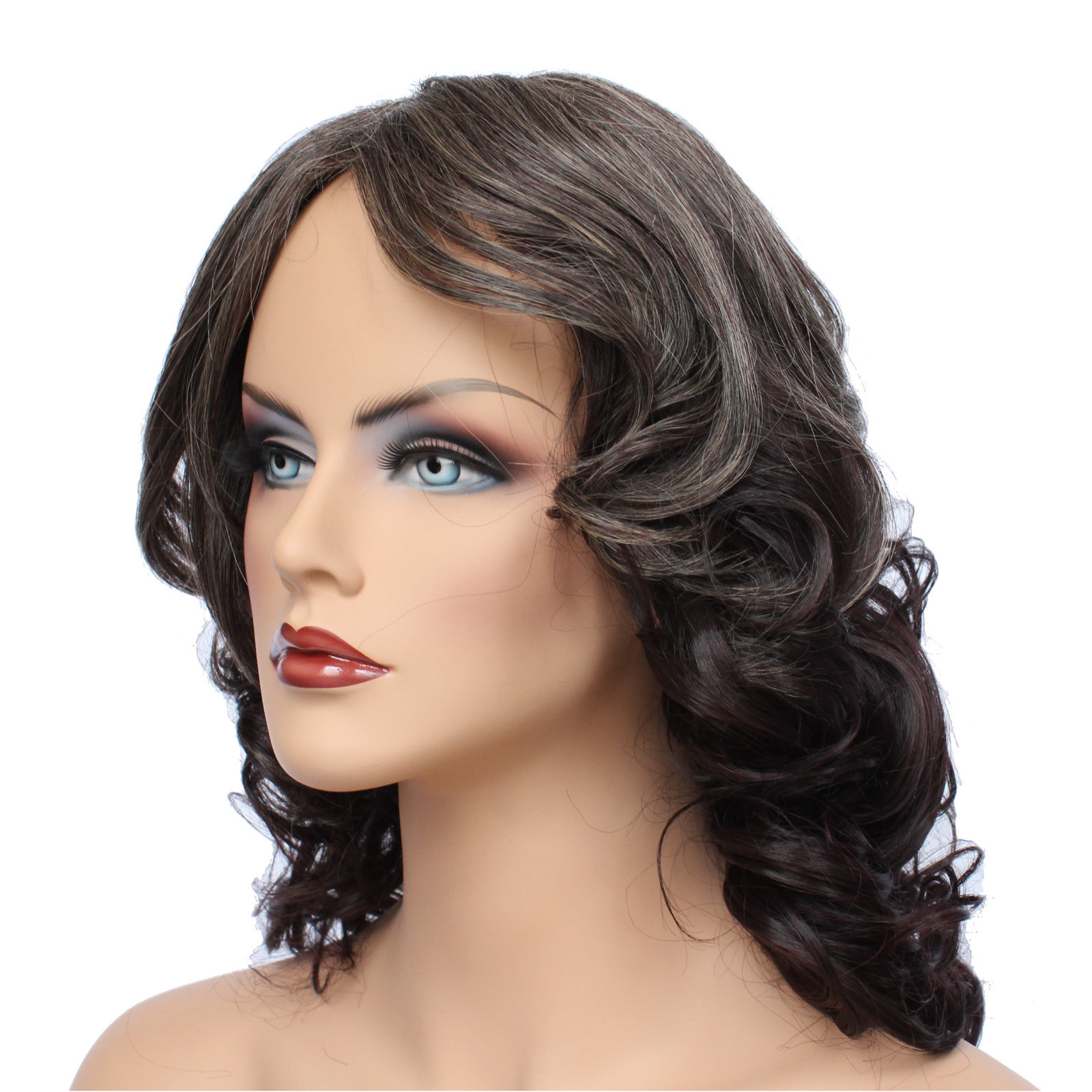 Classic Cap women Synthetic wavy Medium Havana/Ash Brown full wig HengFeng MHL08
