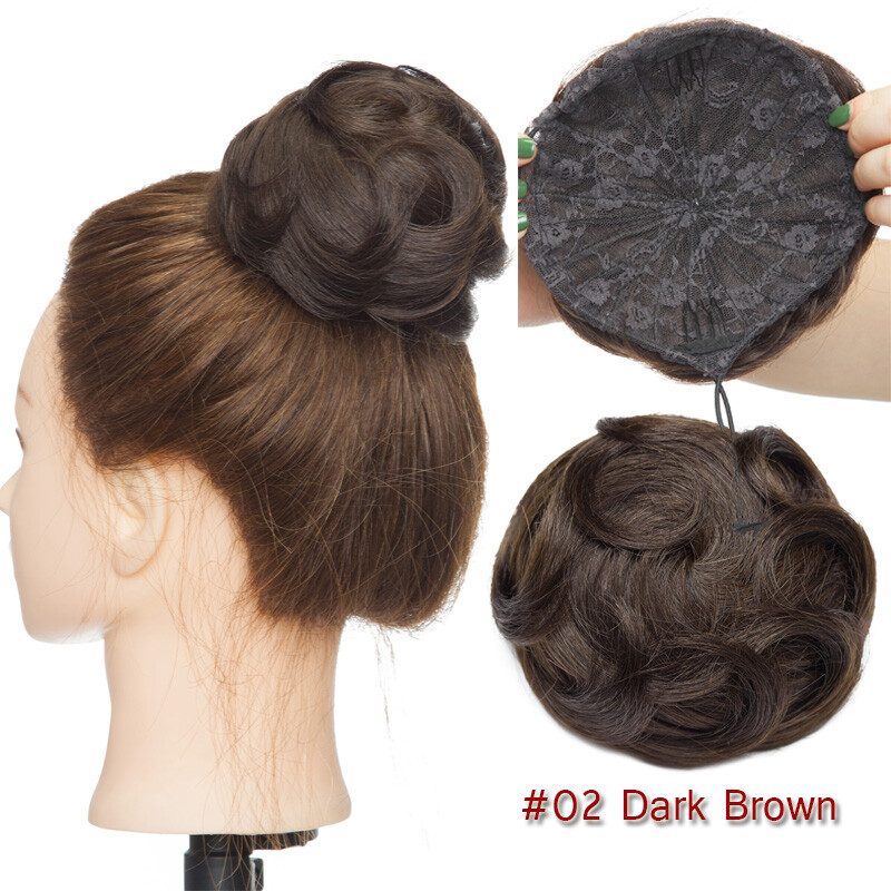 Messy Rose Bun Clip In Remy Human Hair Extensions Scrunchie Updo Multi Colors US