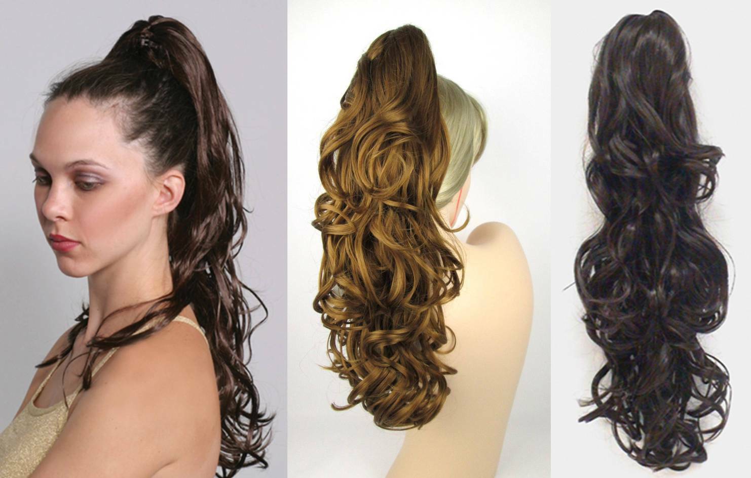 23″ LONG LAYERED WAVY CURLY HAIR PONYTAIL HAIRPIECE BANANA CLIP REVERSIBLE LEAH