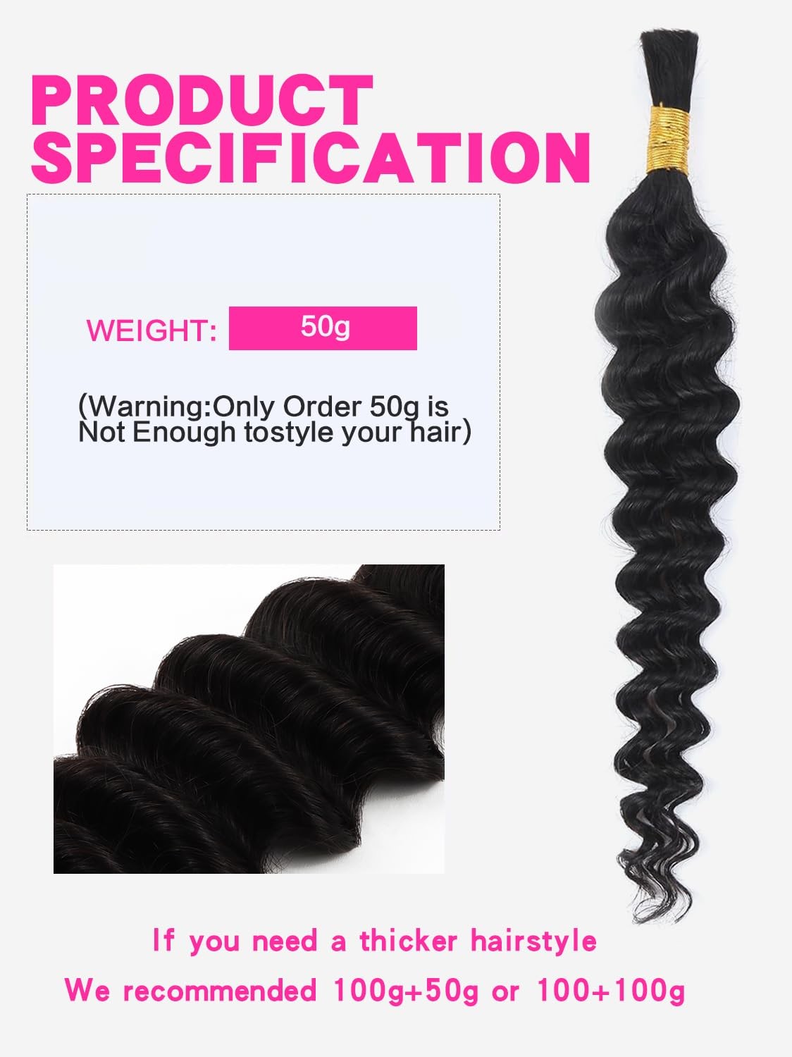 Selina Human Braiding Hair 2 Bundle Loose Deep Human Hair Bulk Micro Braiding Ha