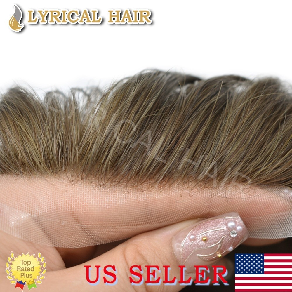 Swiss Super Welded Mono Lace Mens Toupee Hairpiece Human Hair Replacement System