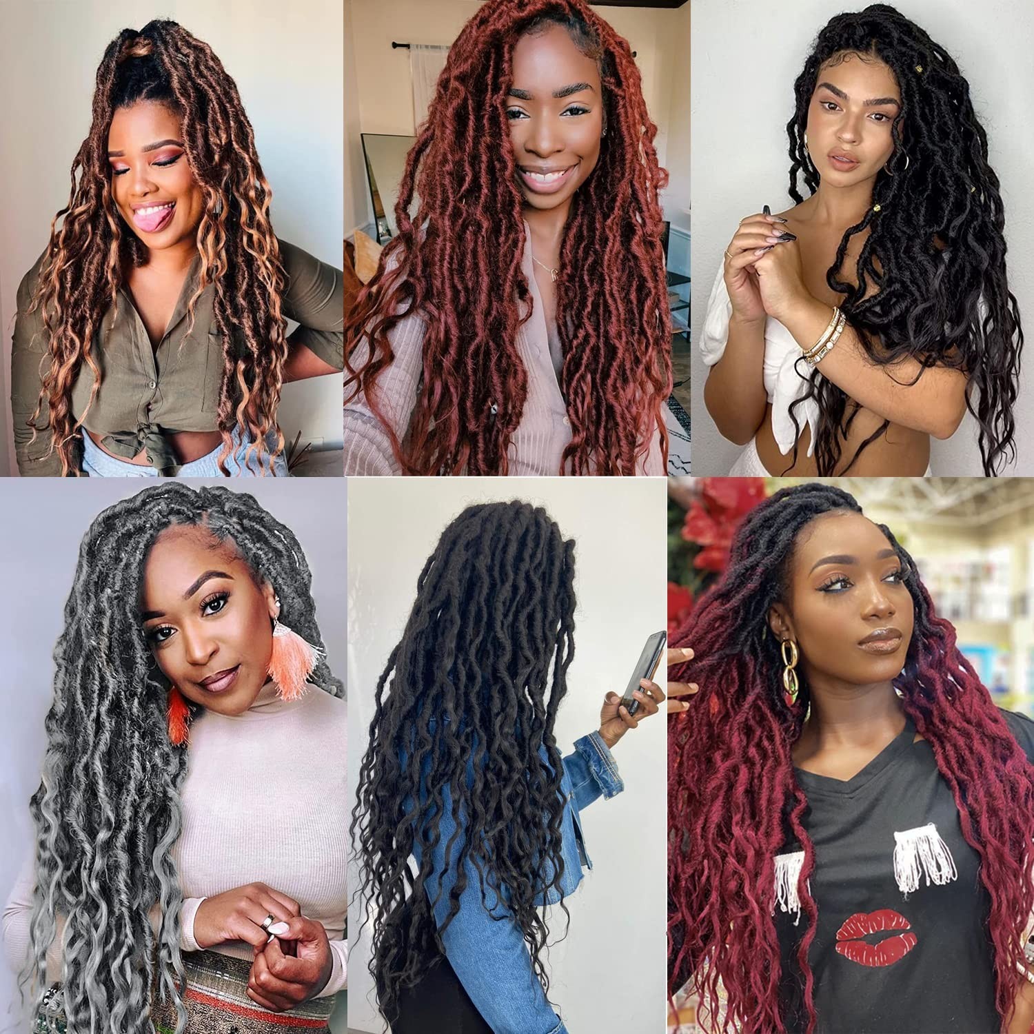 Black Blonde Curly Faux Locs Wig Lace Front Goddess Braids Baby Hair