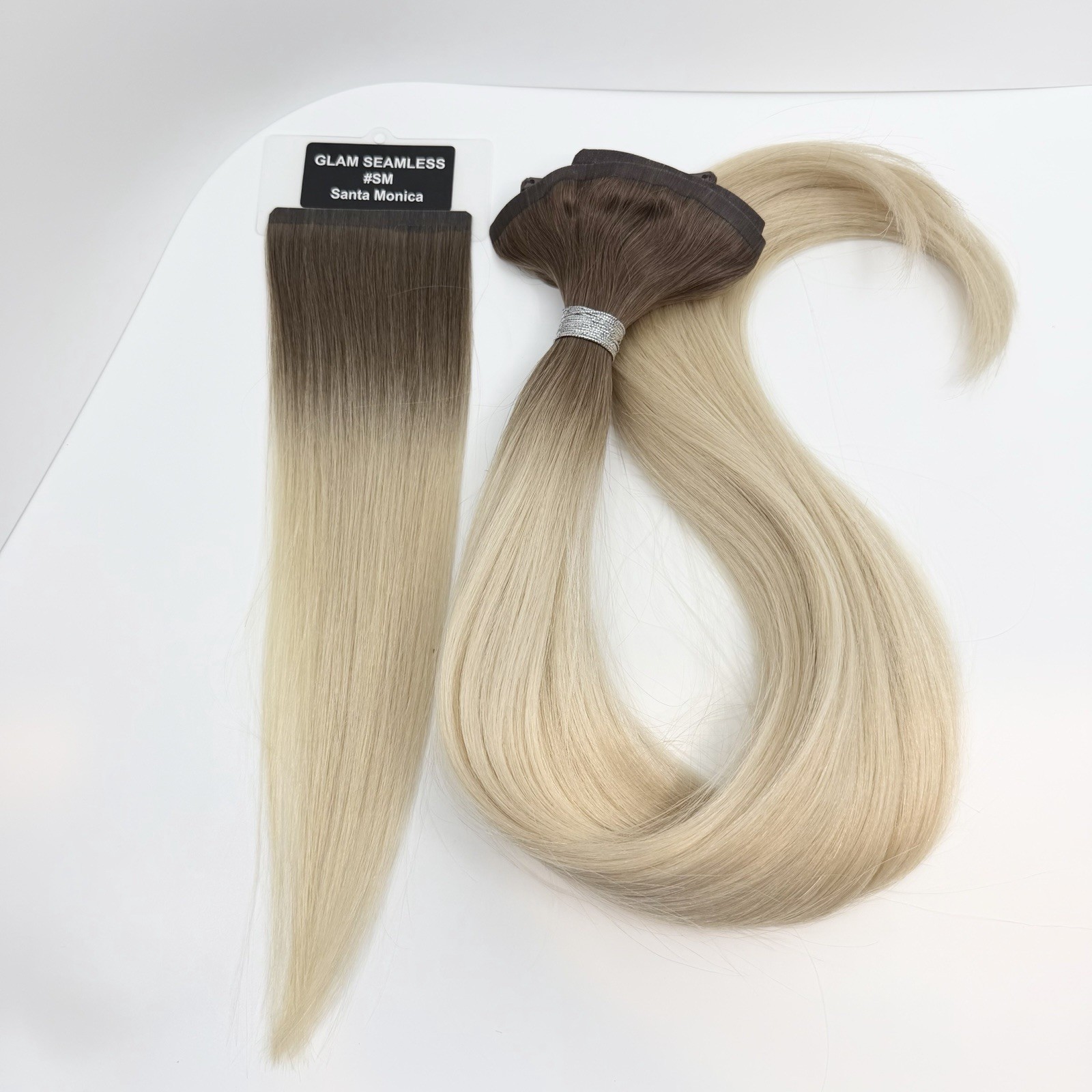 Glam Seamless Blonde Root 26″ 7 Piece Clip In Invisi Clip Extensions New Sealed