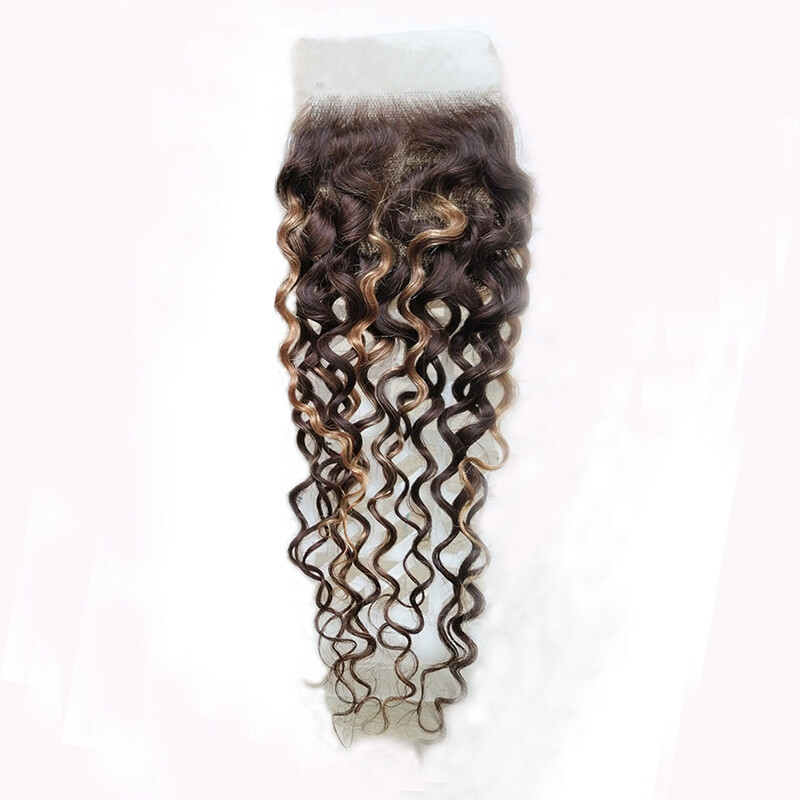 P4/27 Piano Color 4X4 Closure 13X4 Lace Frontal Curly 100% Human Hair Straight