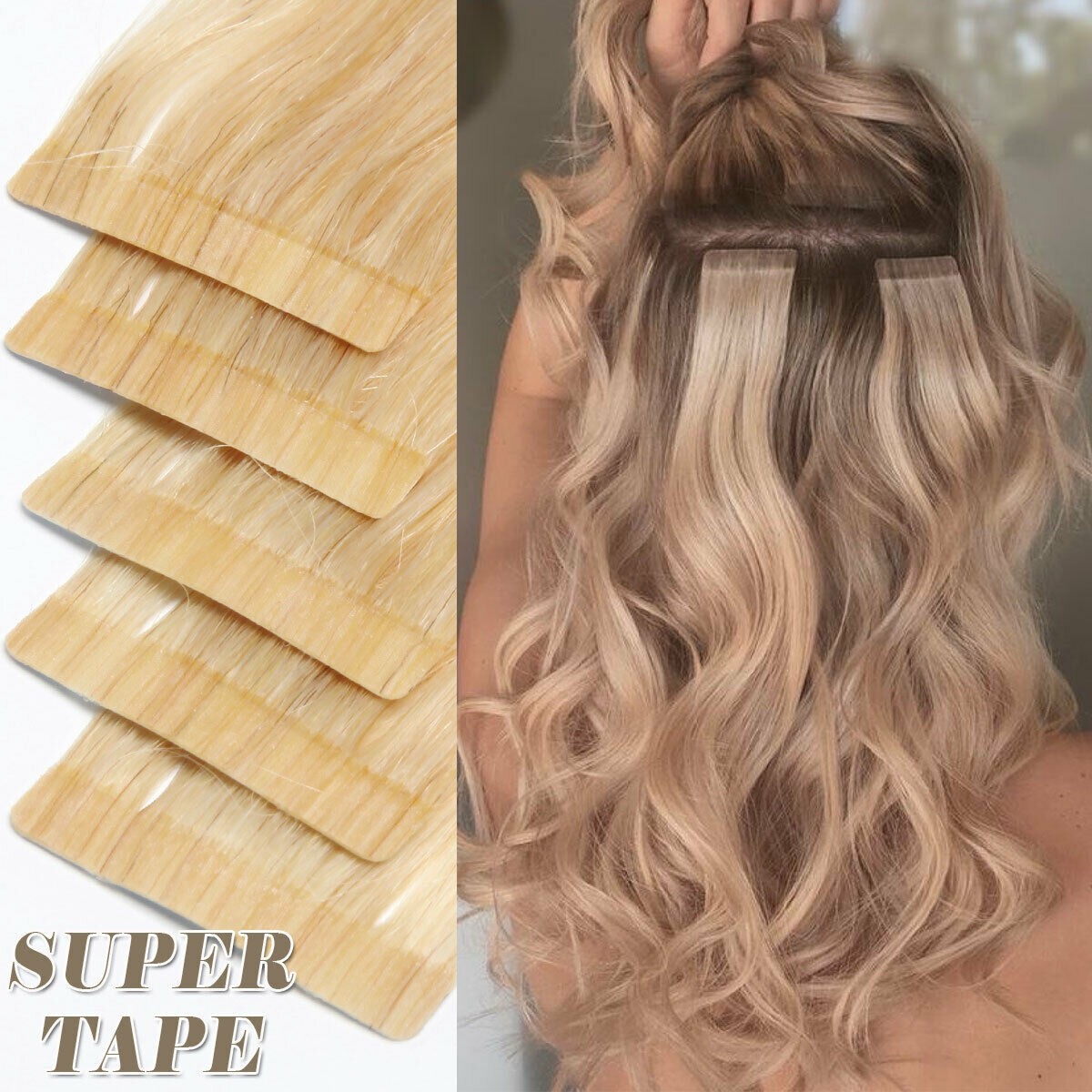 Tape in Human Hair Extensions Invisible Skin Weft Real Brazilian HairBalayage12A