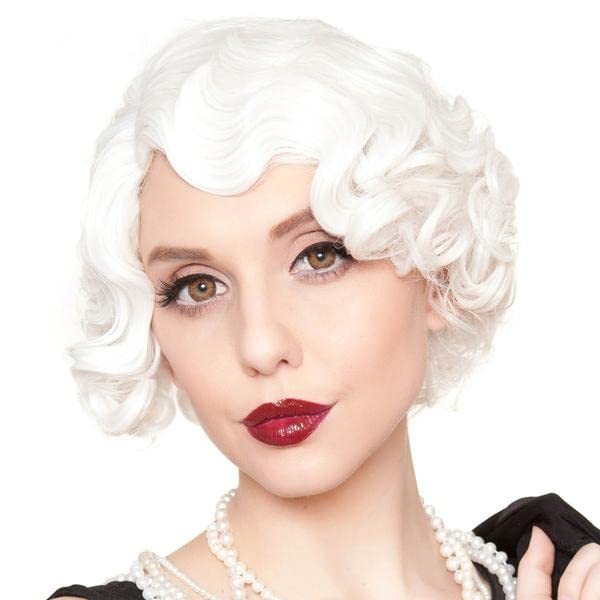 Short Blonde Curly Wig Finger Wave Synthetic Hair for Women 1920s Halloween