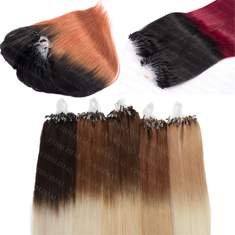 Ombre Easy Microring Remy Human Hair Extension 7A 16″18″20″22″24″26″ 100S/200S