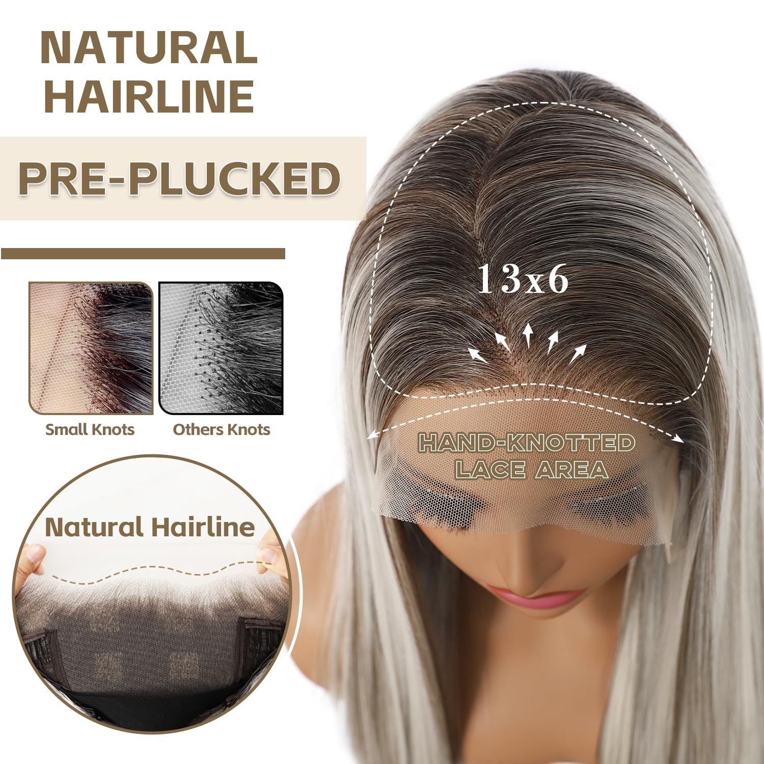 Lace Front Human Hair Blend platium Wigs