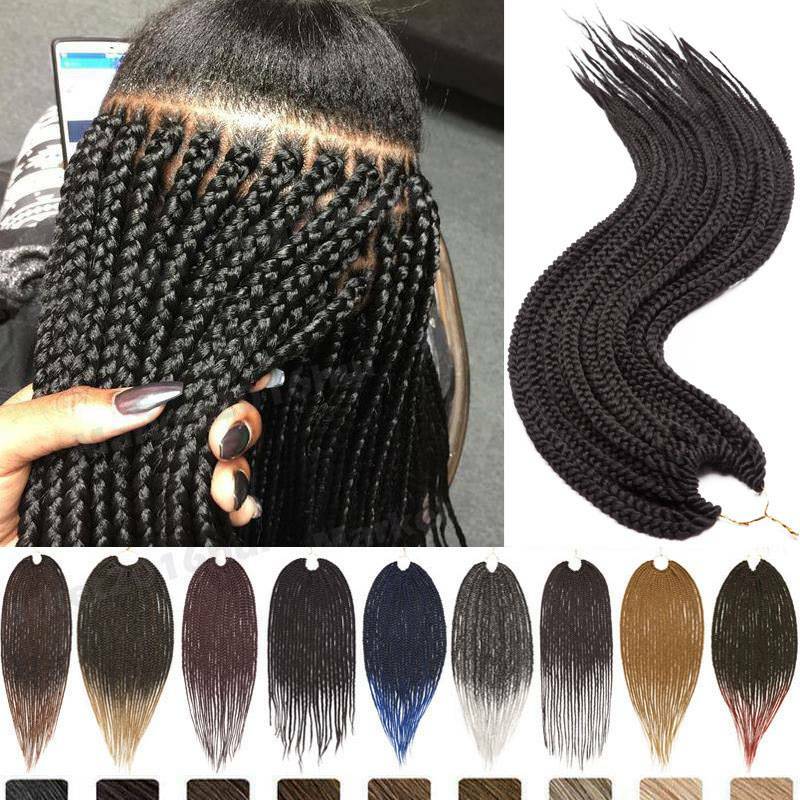 Pre-Braided Micro Box Braids Long Crochet 3X Braiding Hair Extensions for Woman