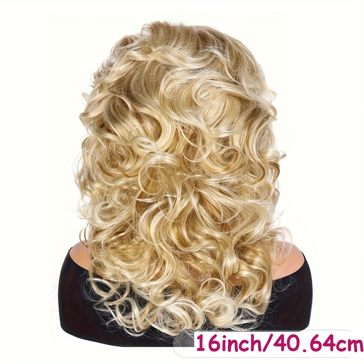 Women New gold long curly hair with fluffy large curls fashion