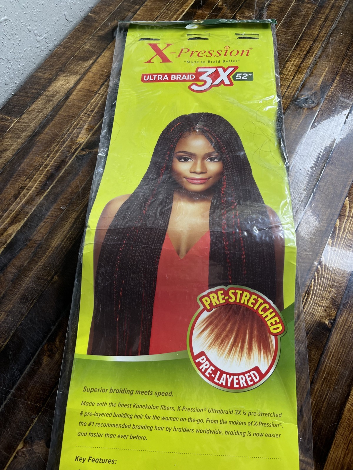 X-Pression Ultra Braid 3X Pre-Stretched 52″ Braiding Hair Color 2T1B/27 Ombre