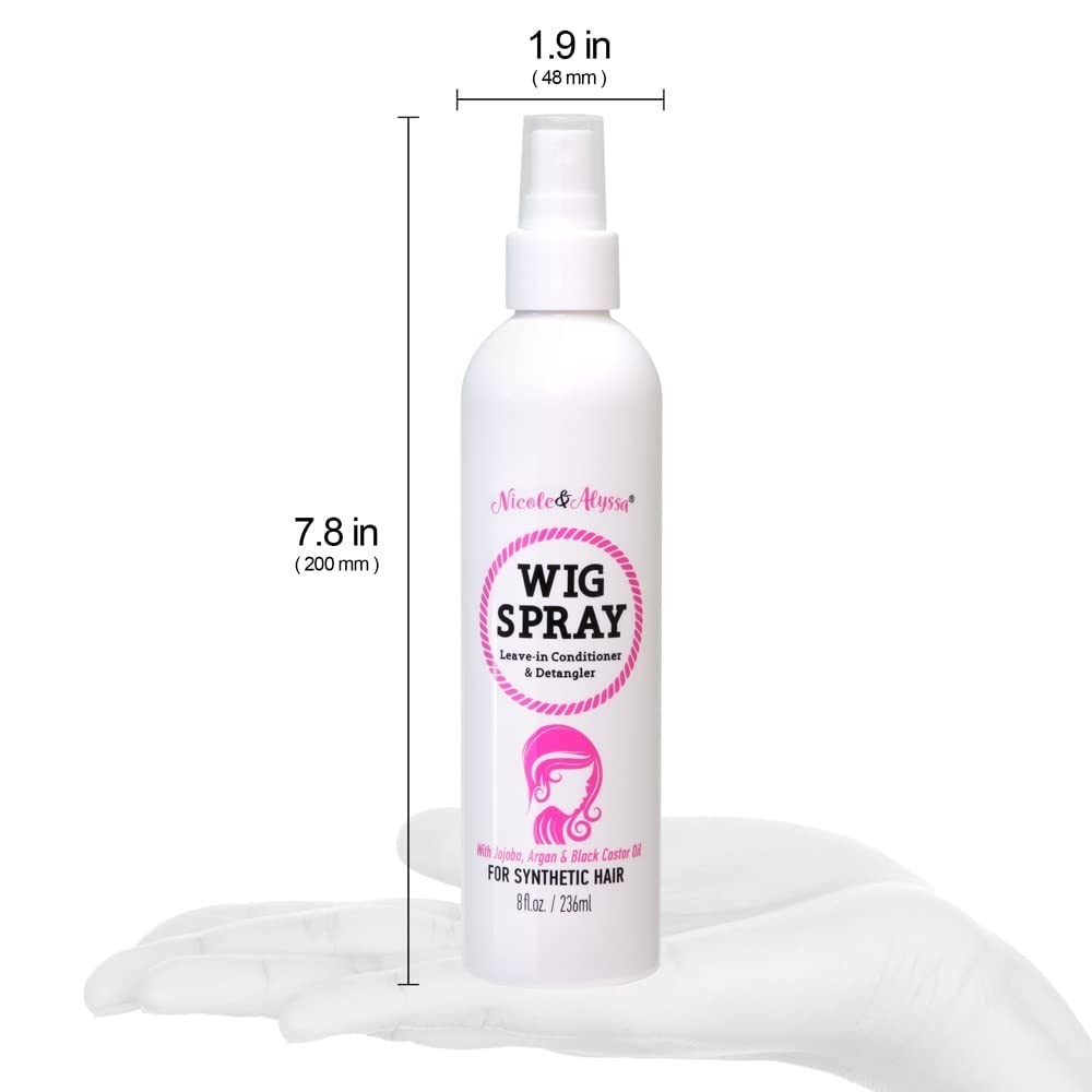 Wig Spray for Synthetic Hair – 8oz Leave-in Conditioner, Detangler & Moisturizer