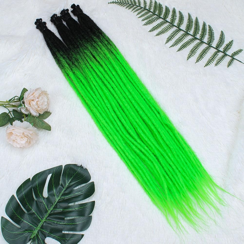Kraler 22″ 40 Strands Green Dreadlock Extensions 0.6cm Synthetic SE