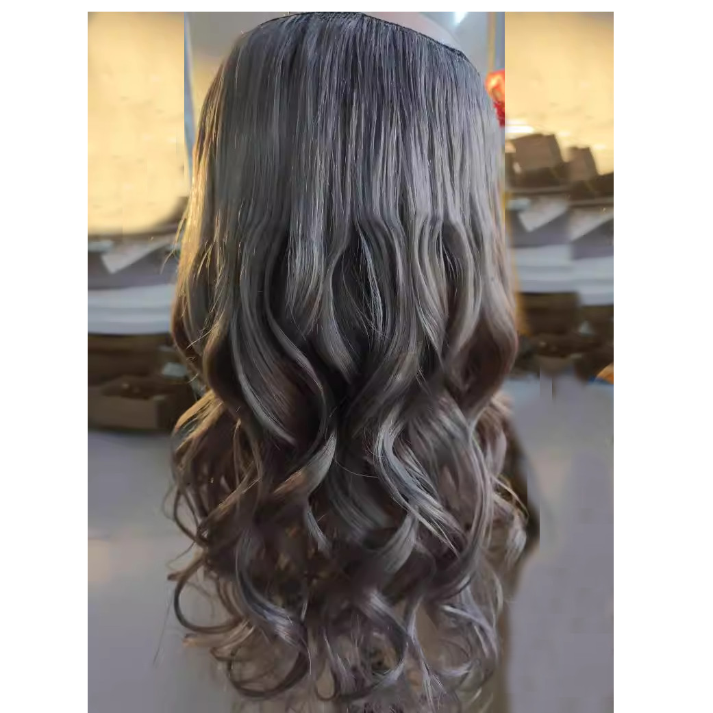 Long Beauty Wavy Machine Weft Cap 100% Remy Human Hair Glueless 3/4 Half Wigs