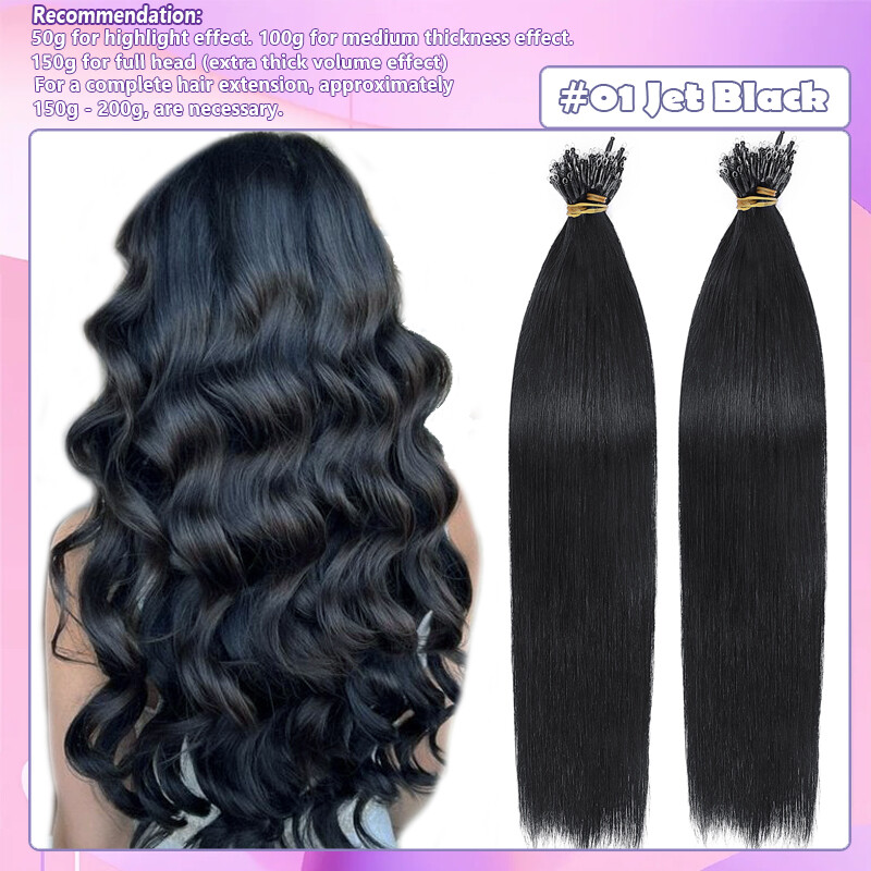 Thick 100% NANO Tip Remy Human Hair Extensions Nano Rings Ring Beads 200G 200PCS