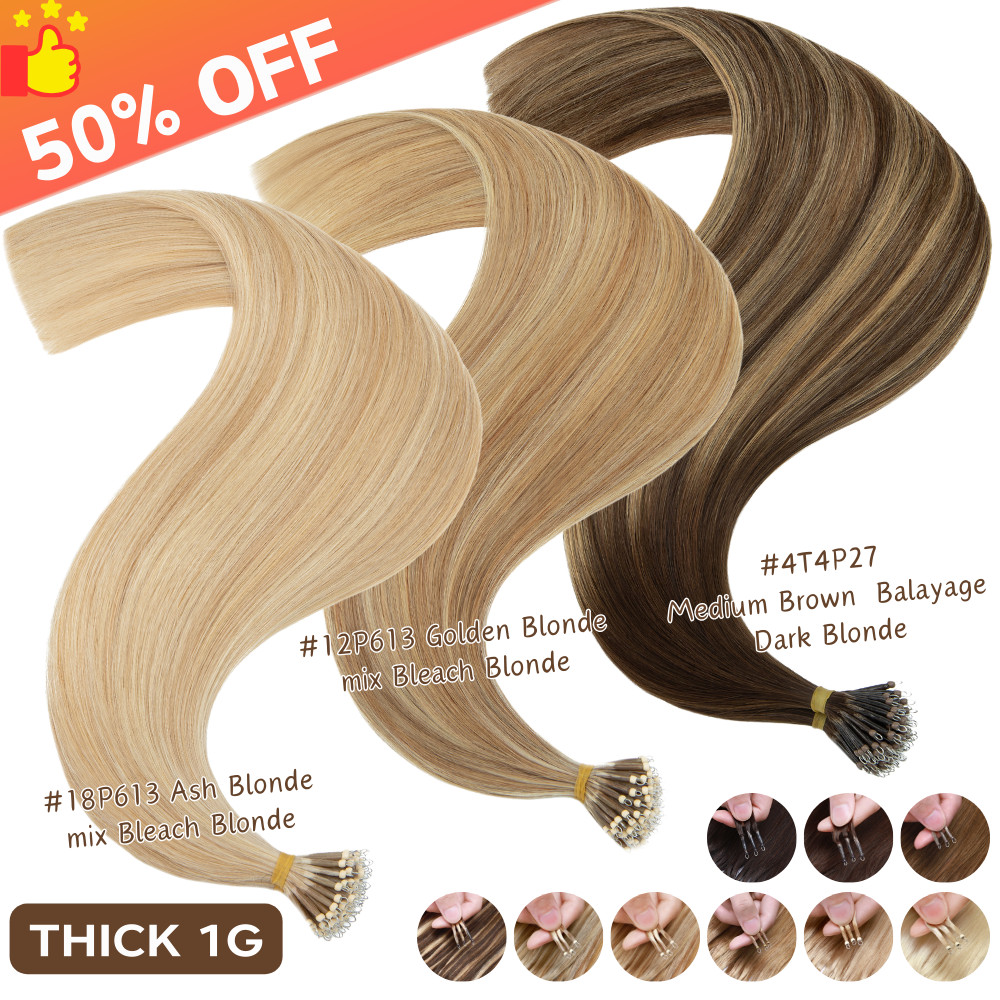 150G THICK Nano Ring Tip Real Human Hair Extensions Loop Nano Bead Bonds Tips 8A