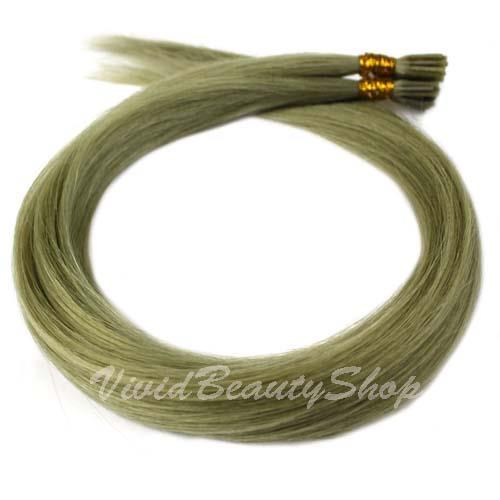 200 Pre Bonded Glue Stick I Tip Smoky Ash Blonde Remy Human Hair Extensions 22″