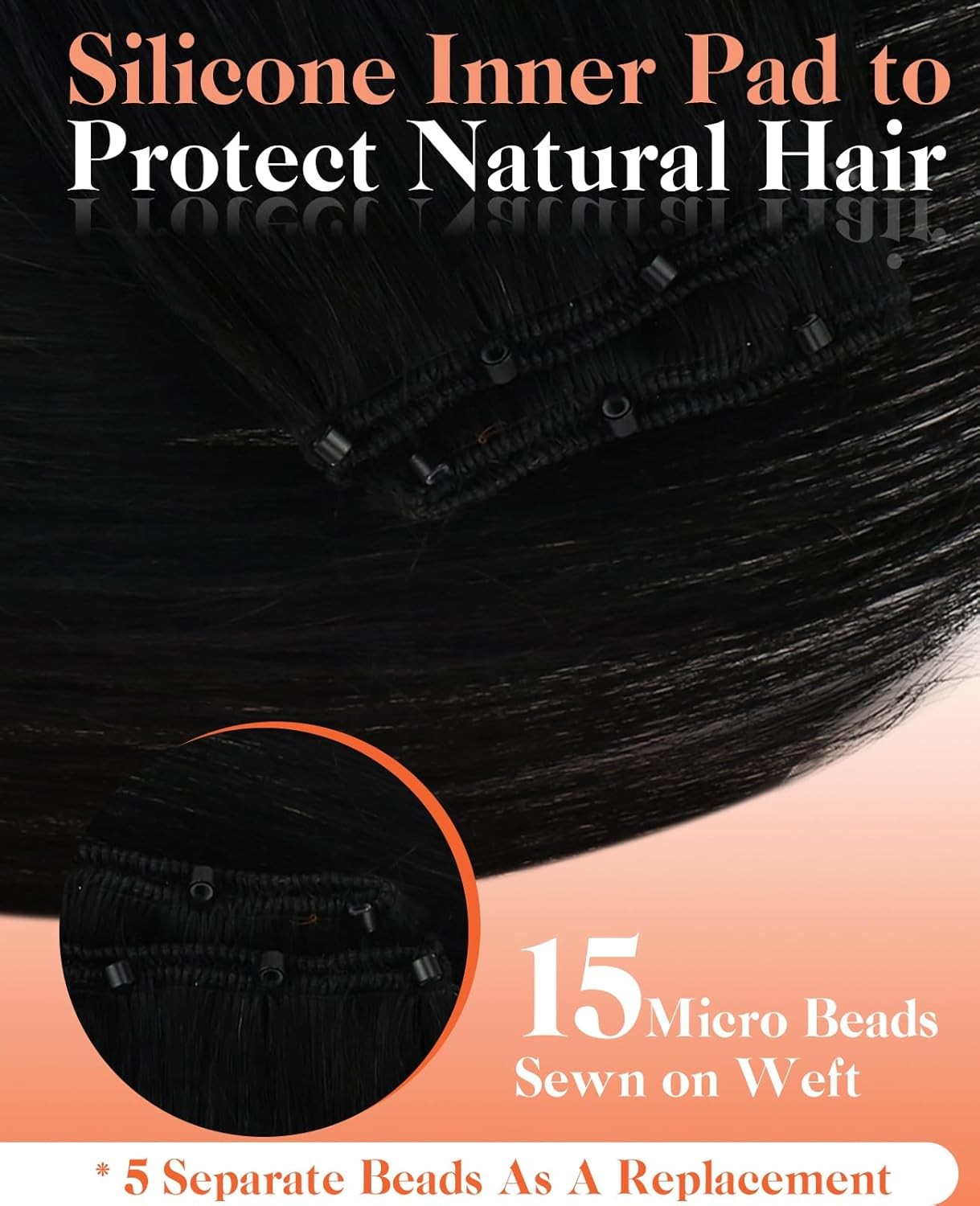 Sunny Hair BEADED 18in #1 Black Hair Extensions – MB_1B_18_50G4